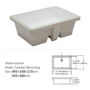 Modern Ceramic Rectangular Undermount Bathroom Sink With Overflow