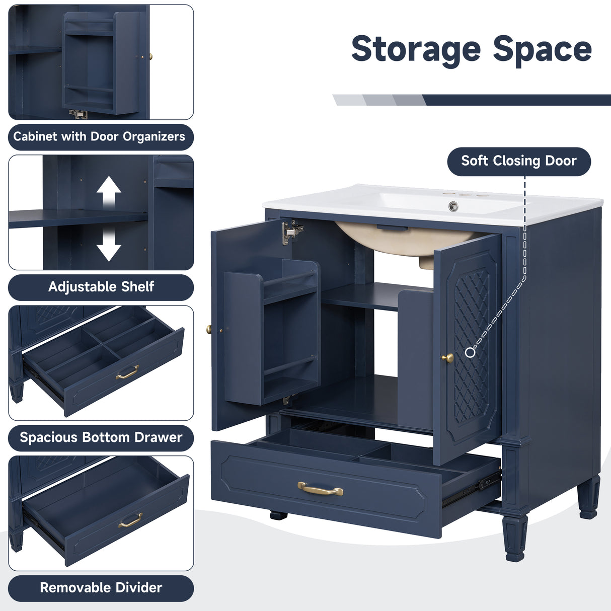 60" Bathroom Vanity with Double Sink Combo Set
