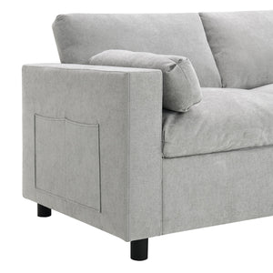 Modular Sectional With Storage Pockets, 5 Seat U Shaped Couch Set With Pillows, Free Combination Modern Cloud Sofa With 2 Movable Ottoman