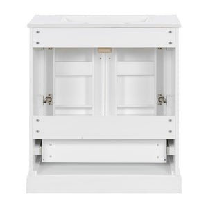 Bathroom Vanity With Sink, 1 Divided Drawer And 2 Soft Close Doors With Double Shelf