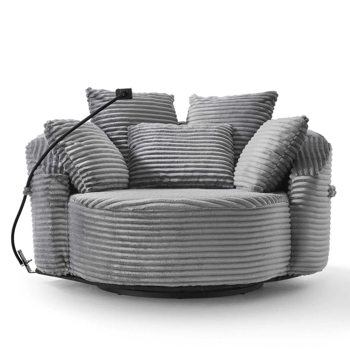 Swivel Accent Barrel Chair With Adjustable Phone Holder