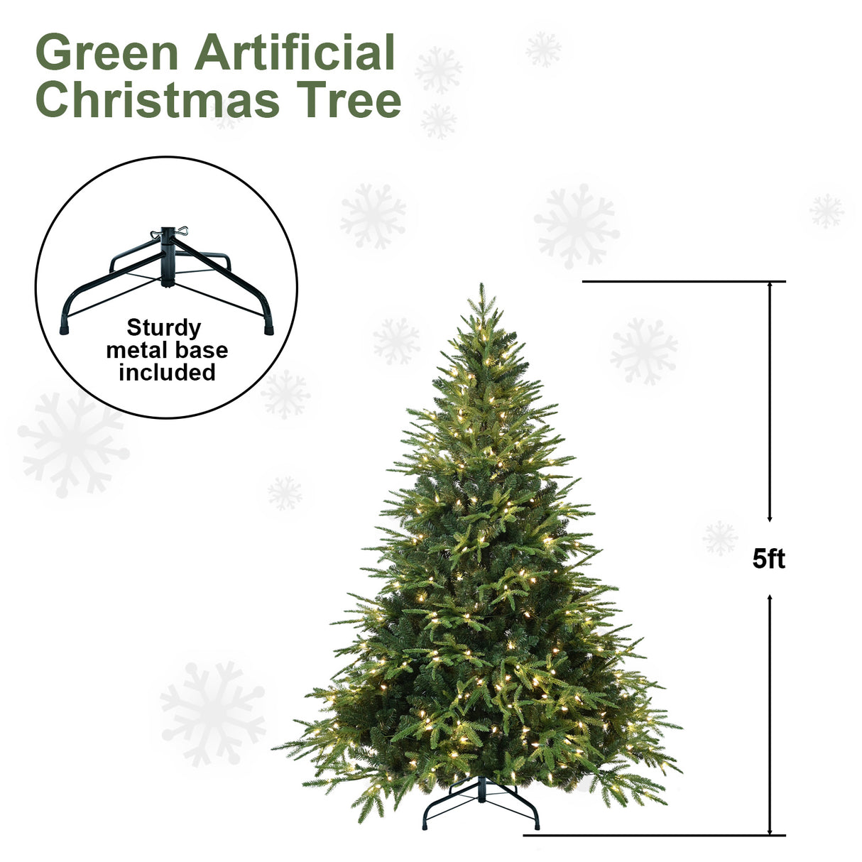 6ft Pre-Lit Artificial Christmas Tree with 400 Warm Lights