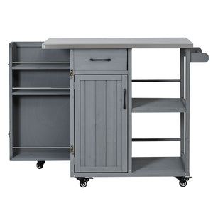 Outdoor Kitchen Island Prep Station With Lockable Wheels, Ample Storage, Towel & Spice Racks