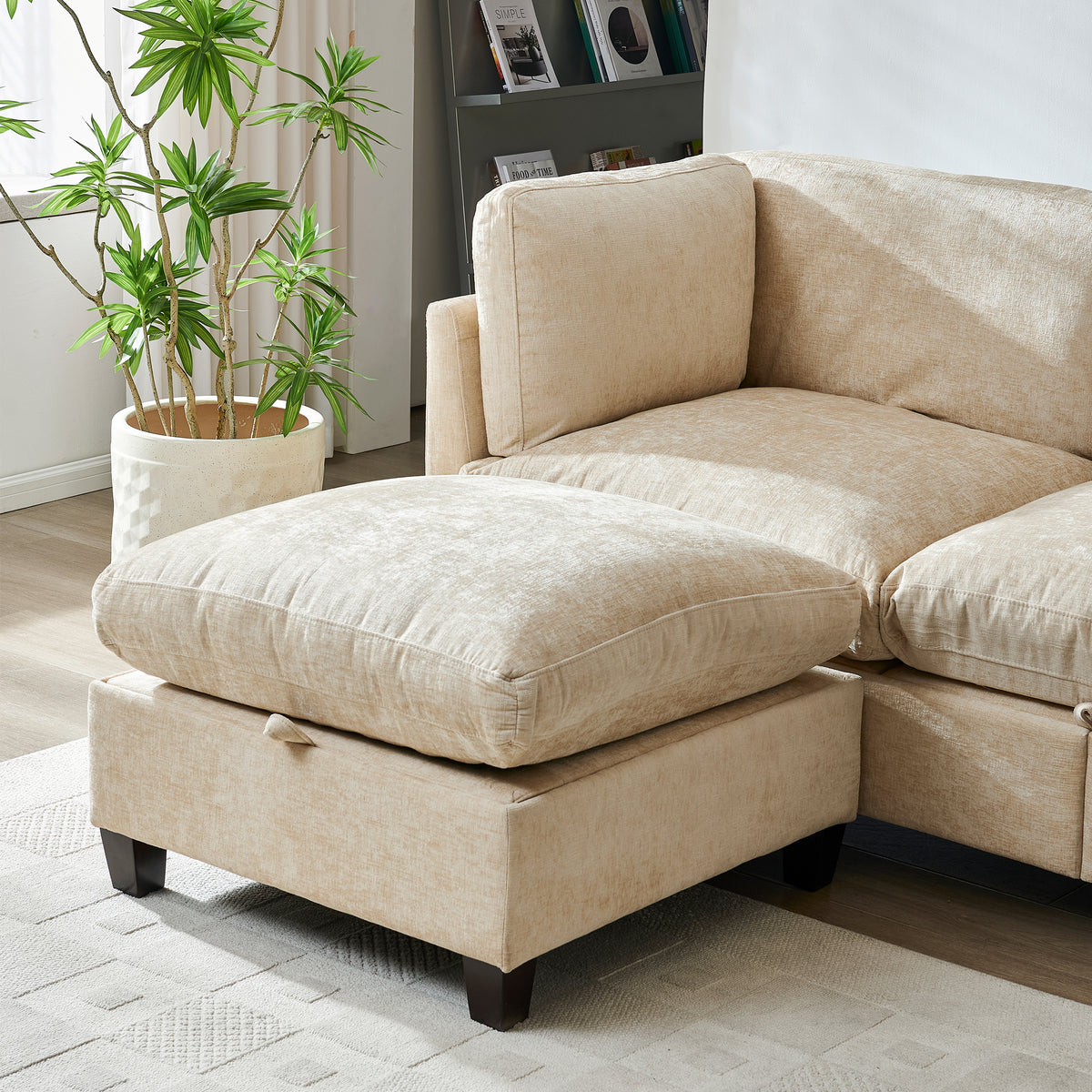 96.5" L Shape Sectional Couch with Ottoman
