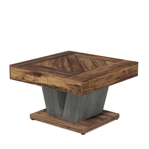Square Coffee Table With Crisscross Base - Brown / Black