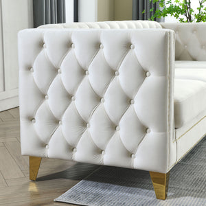 Upholstered Couch Sofa With Button Tufting For Living Room