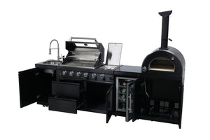 Black 112-Inch Double Stainless Steel Gas Outdoor Kitchen Grill