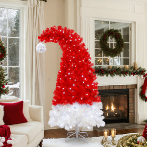 6FT Artificial Christmas Tree with LED Light, Santa's Hat Shape