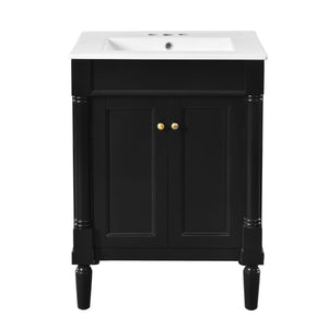 Bathroom Vanity With Top Sink, 2 Tier Storage Cabinet