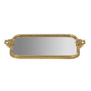 Ornate Gold Accent Tray with Mirrored Surface