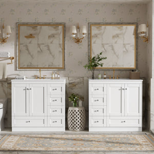 Shaker Free Standing Bathroom Vanity Cabinet & Sink, Soft Close Drawers, Soft Close Doors
