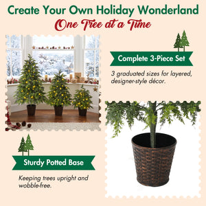 3-Piece Pre-Lit Christmas Tree Set