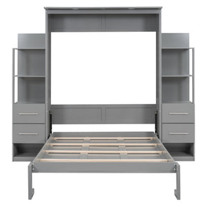Murphy Wall Bed With LED Lights, Shelves And Drawers