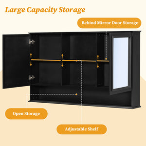 Wall Mounted Bathroom Medicine Cabinet With Double Mirrored Doors