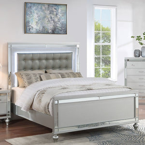 3 Piece Bedroom Set, Sleek Modern Bed With LED Nightstands