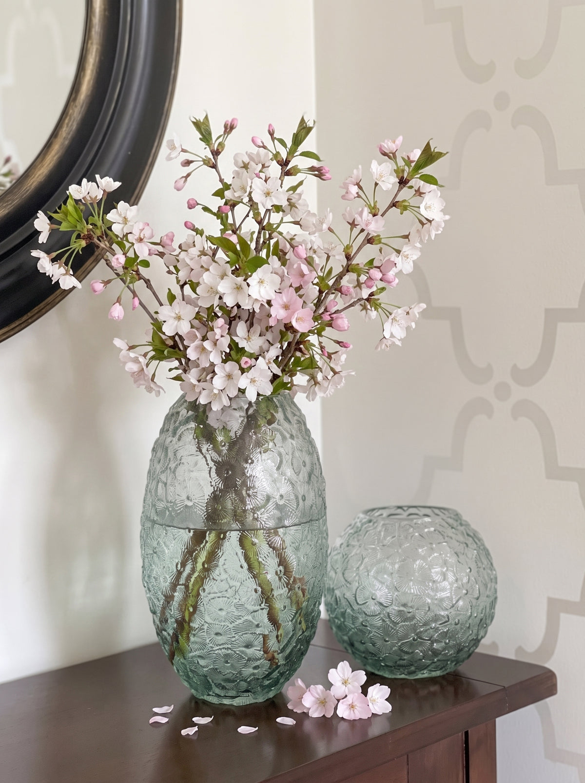 Ombre Glass Vase Flower Patterned Structure