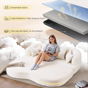 2-in-1 Foldable Sofa Bed with 4 Pillows
