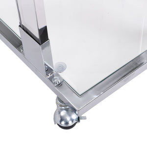 Side Table, Sofa Table, Glass Top C Shape Square Table With Metal Base For Living Room, Bedroom, Balcony Home And Office