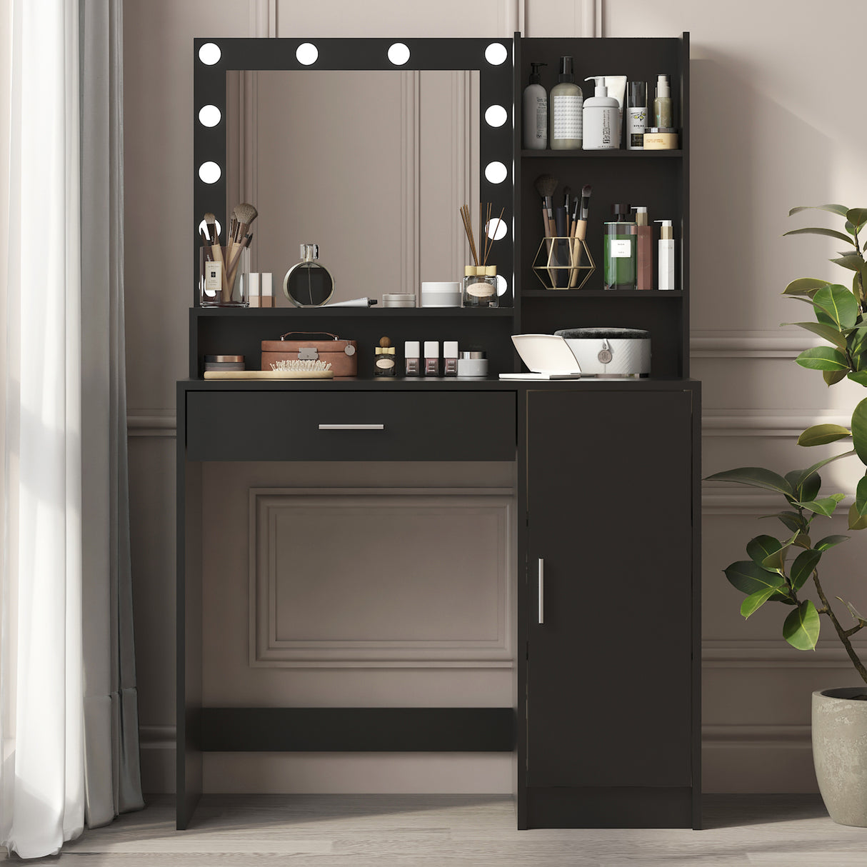 Vanity Desk with Mirror & Light