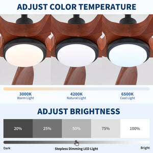 Ceiling Fan With Light And Remote Control, Noiseless, Dimmable, 6 Speeds Reversible For Indoor Or Covered Outdoor Use - Matte Black
