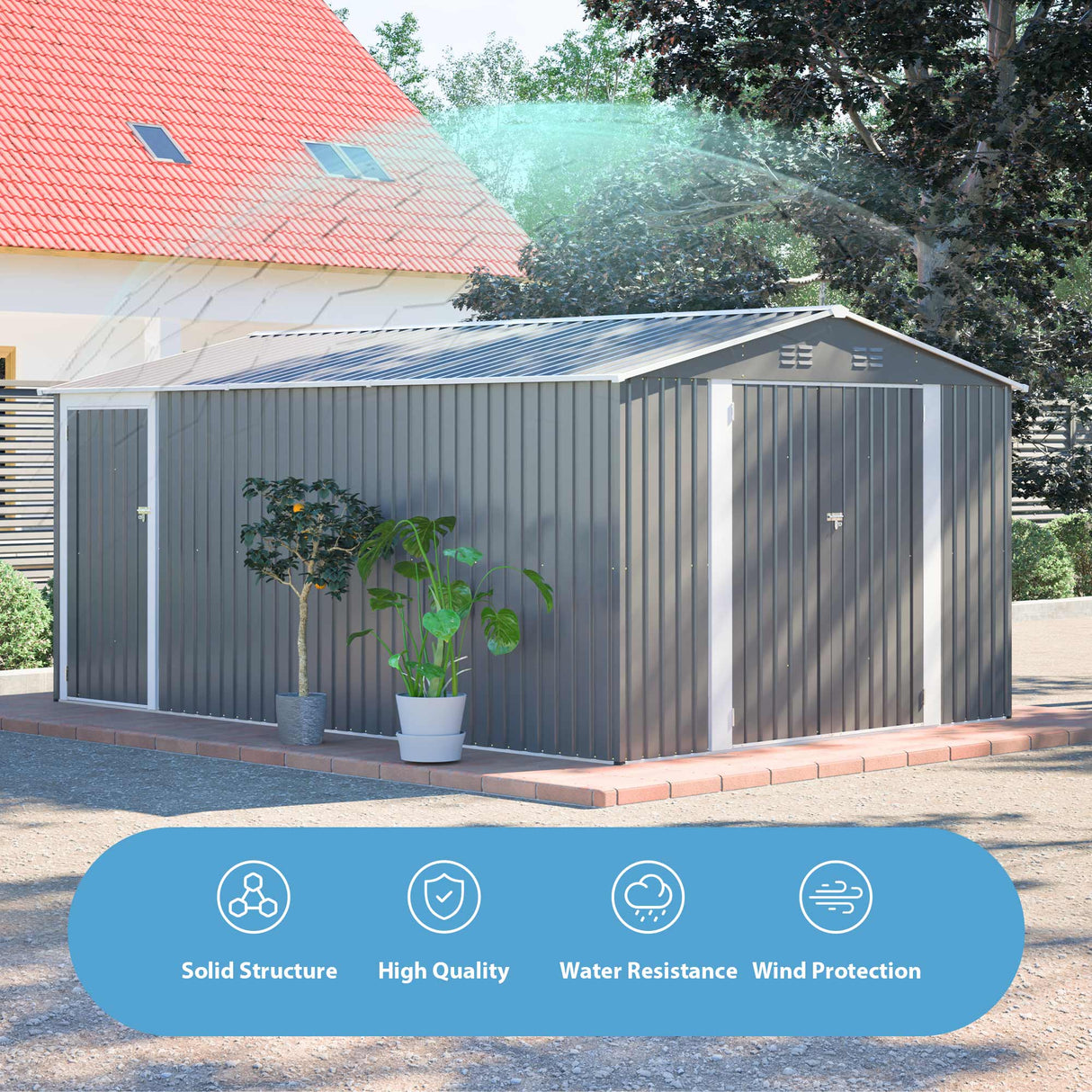 10x14 Ft Outdoor Metal Storage Shed