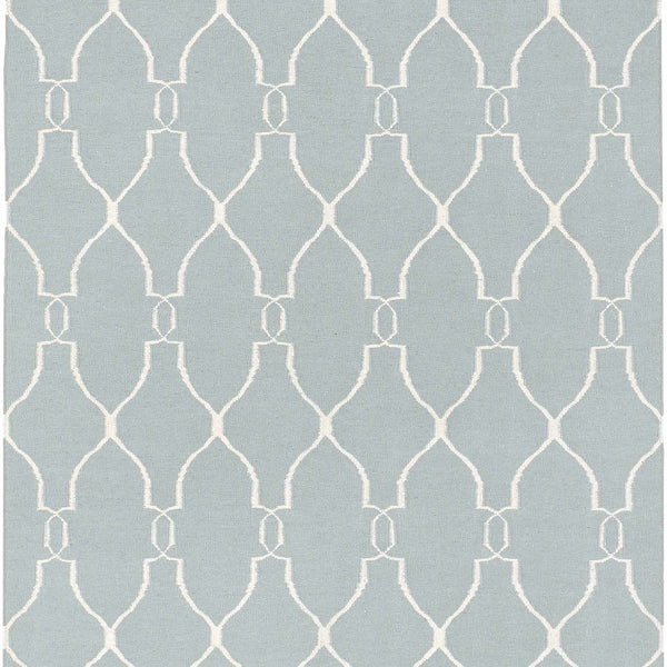 Baconton Blue/Beige Trellis Wool Rug - Clearance