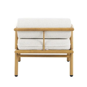 La Fiora - Outdoor Patio Iron Club Chair (Set of 2) - Off White / Teak