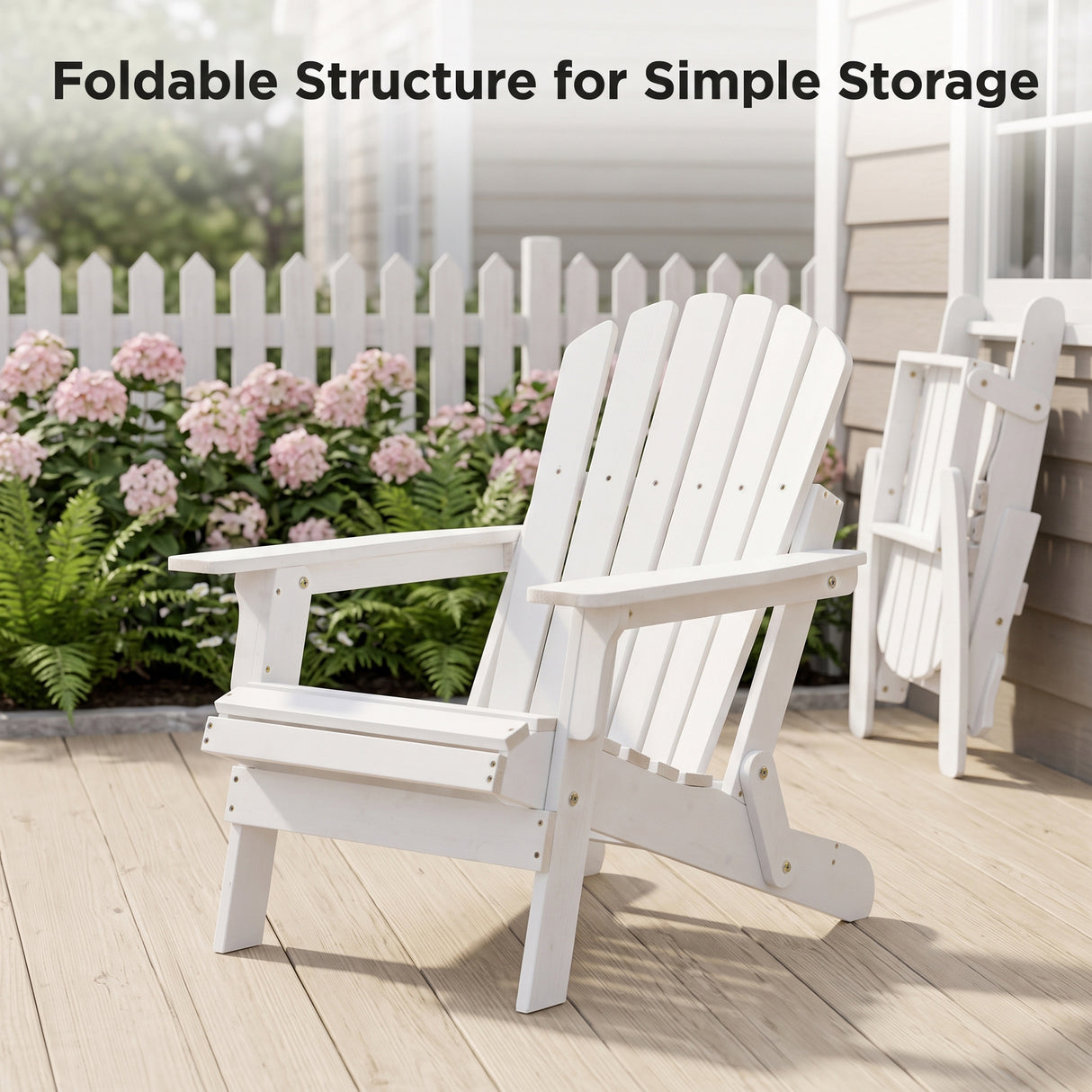 Oversize Wooden Outdoor Folding Adirondack Chair