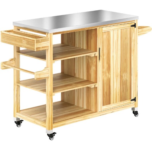 Versatile Storage Cabinets with Stainless Steel Top and Wheels