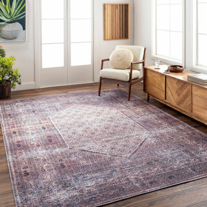 Dusty Pink Bagacay Distressed Washable Area Rug - Clearance