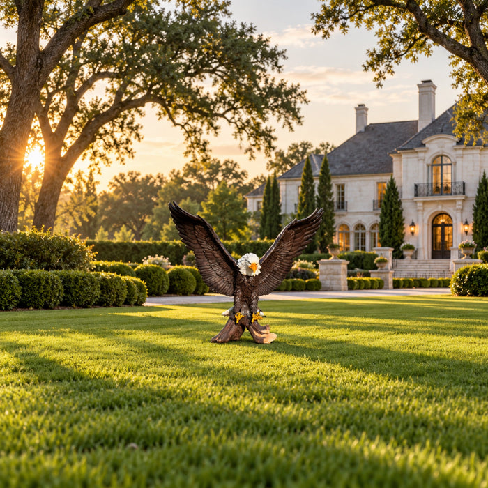 Bald Eagle Garden Statue 24.02 Inch Winged Resin Wildlife Sculpture for Patio Yard Outdoor Decor