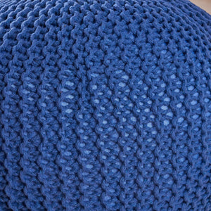 Bazar Knitted Cotton Round Pouf Ottoman with Soft Textured Cover - view 9