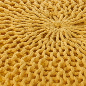 Bazar Knitted Cotton Round Pouf Ottoman with Soft Textured Cover - view 4