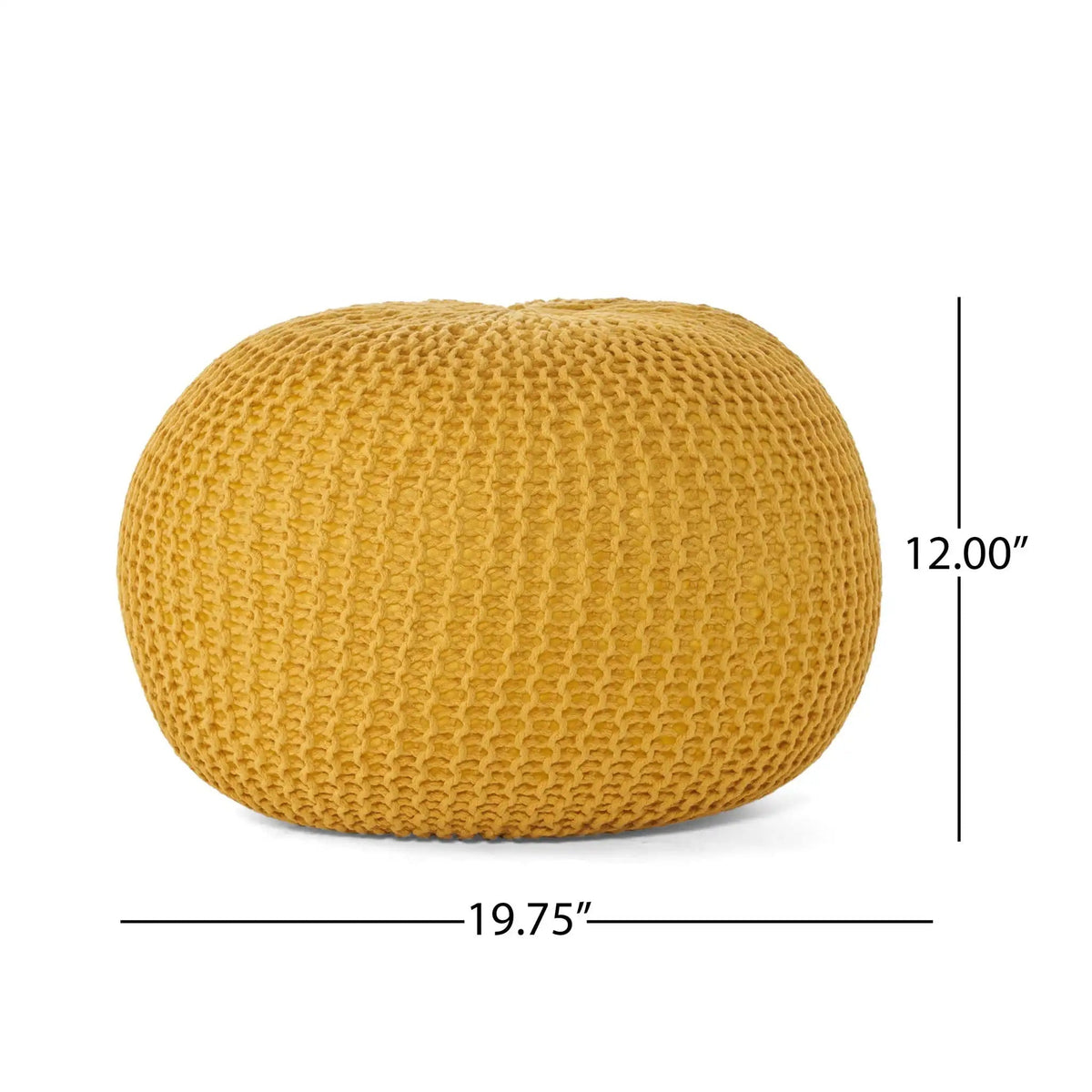 Bazar Knitted Cotton Round Pouf Ottoman with Soft Textured Cover - view 5