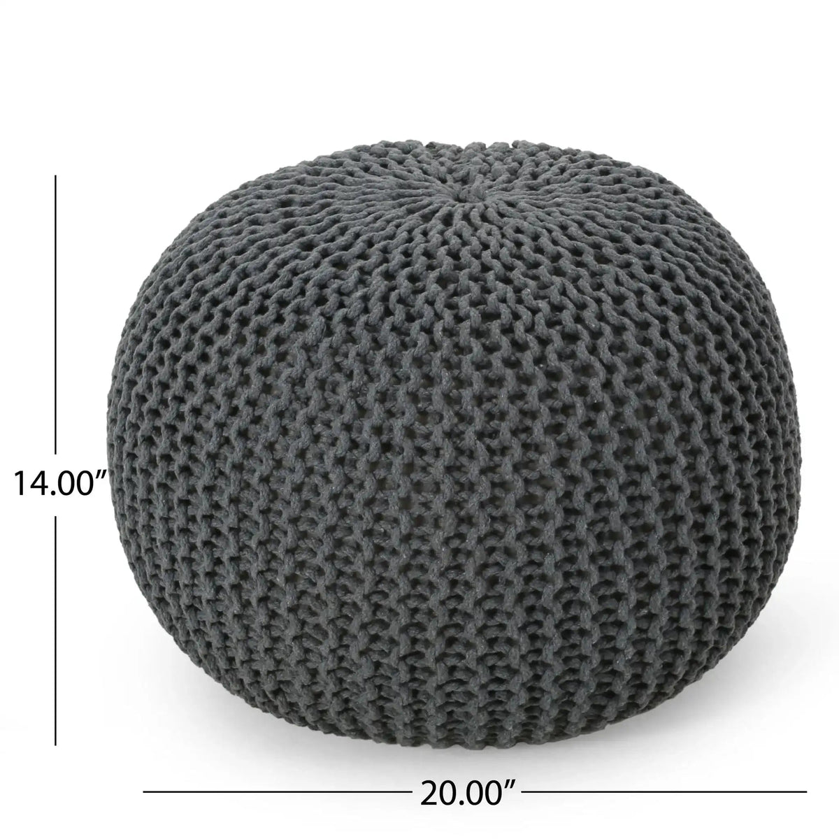 Bazar Knitted Cotton Round Pouf Ottoman with Soft Textured Cover - view 6