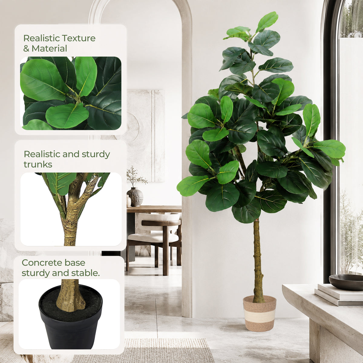 Artificial Fiddle Leaf Fig Tree 5.5FT with Planter