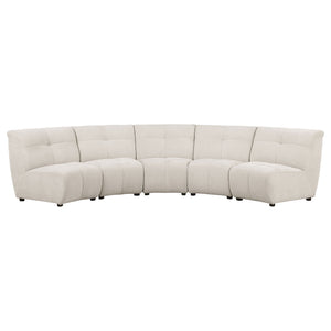 Oliver - 5 Piece Upholstered Sectional Sofa With Curved Silhouette - Ivory