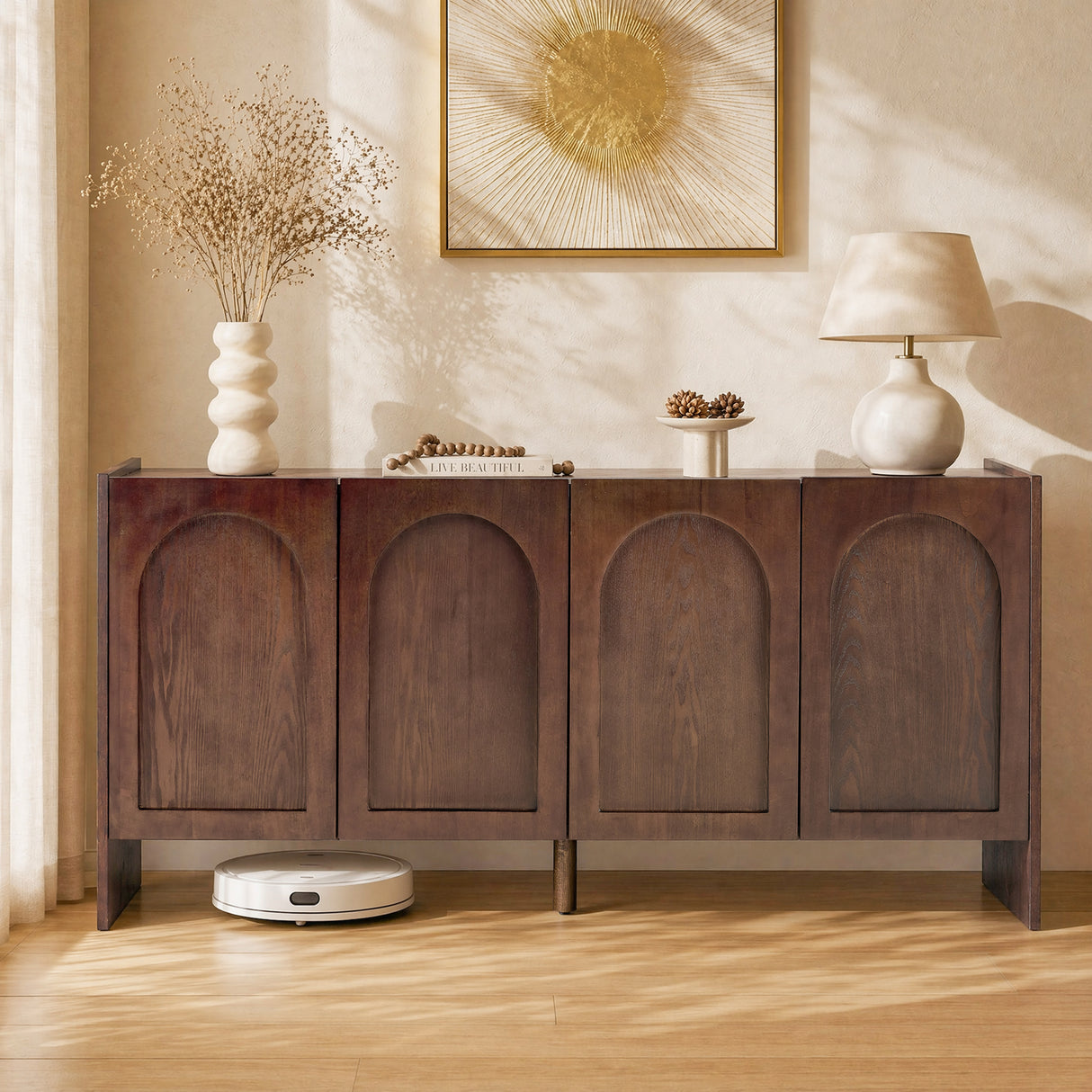 Mid-Century Modern 4-Door Credenza Sideboard