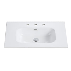 Glossy White Ceramic Integrated Sink