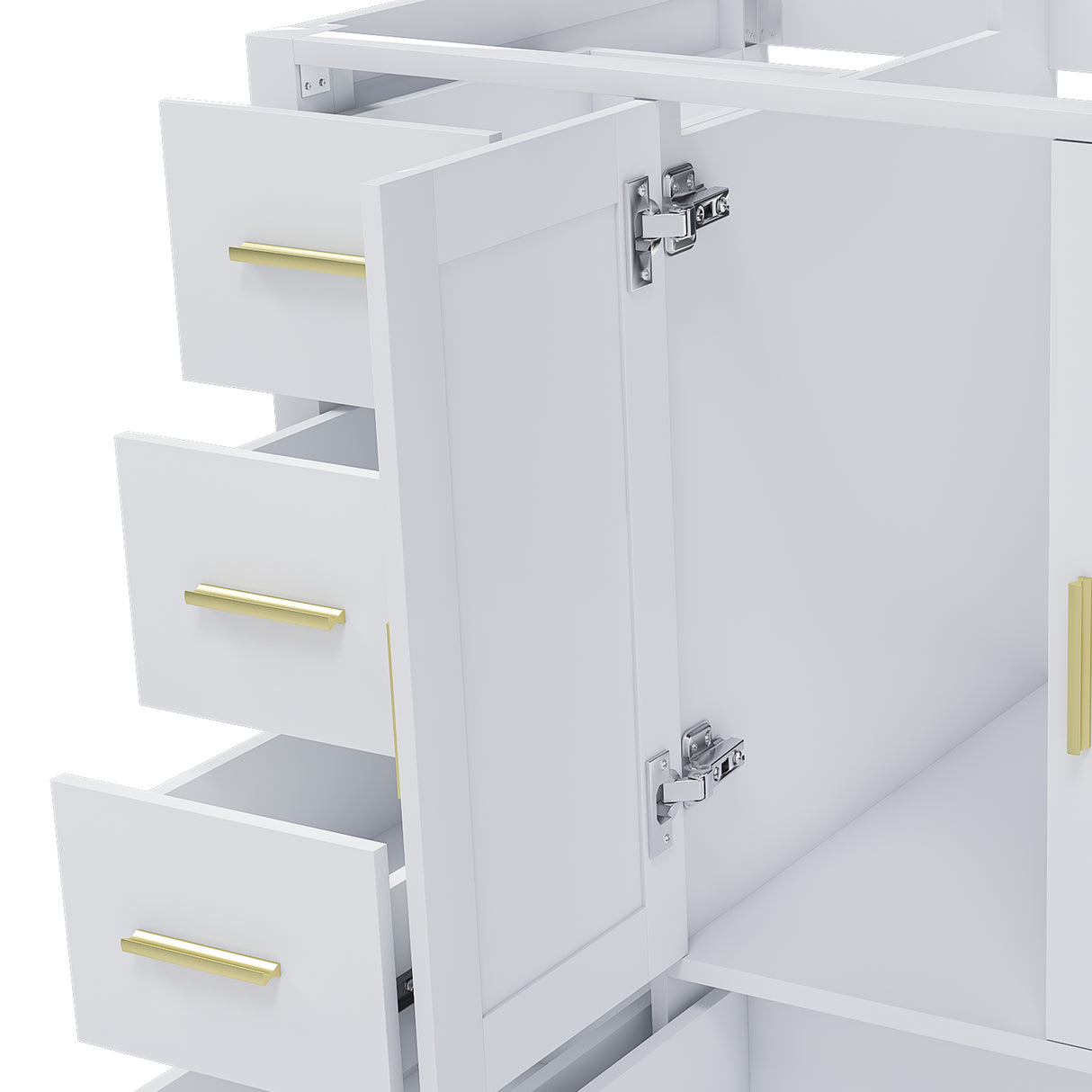 42" Bathroom Vanity Base Cabinet with 2 Soft-Close Double Doors & 9 Smooth Drawers