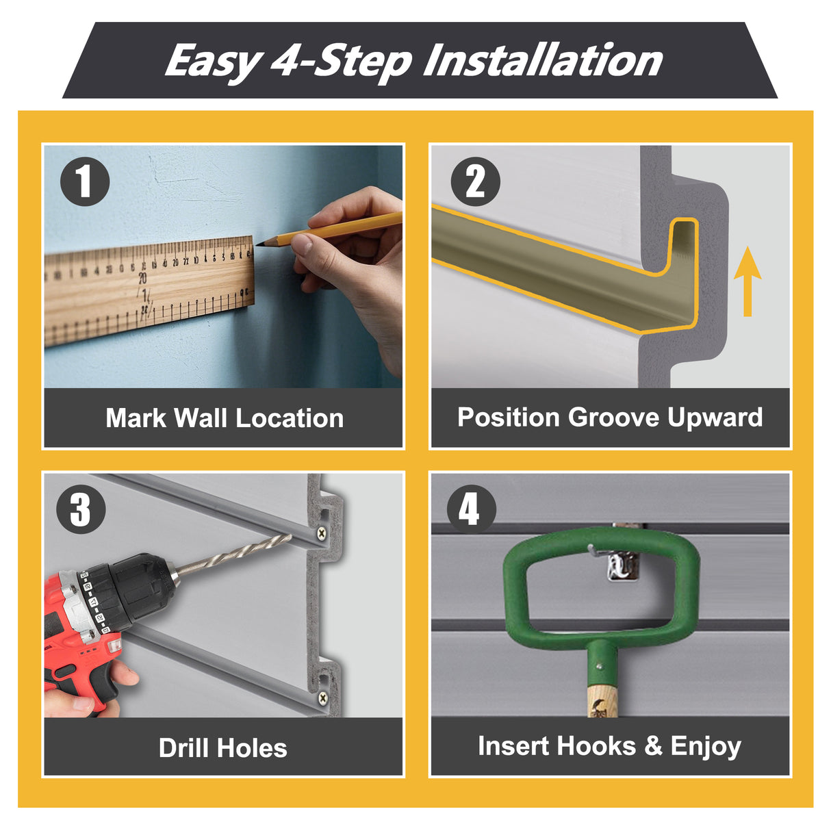 Heavy Duty PVC Slatwall Garage Organizer, 8ft x 4ft