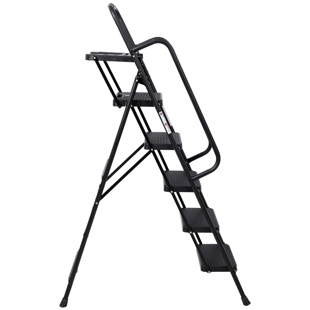 G&H 5 Step Folding Ladder with Wide Anti-Slip Pedal and Handrail