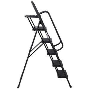 G&H 5 Step Folding Ladder with Wide Anti-Slip Pedal and Handrail