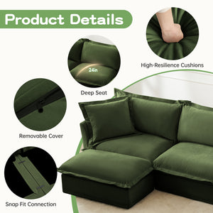 Modern Slipcovered 3-Seater Sofa with Chenille Fabric