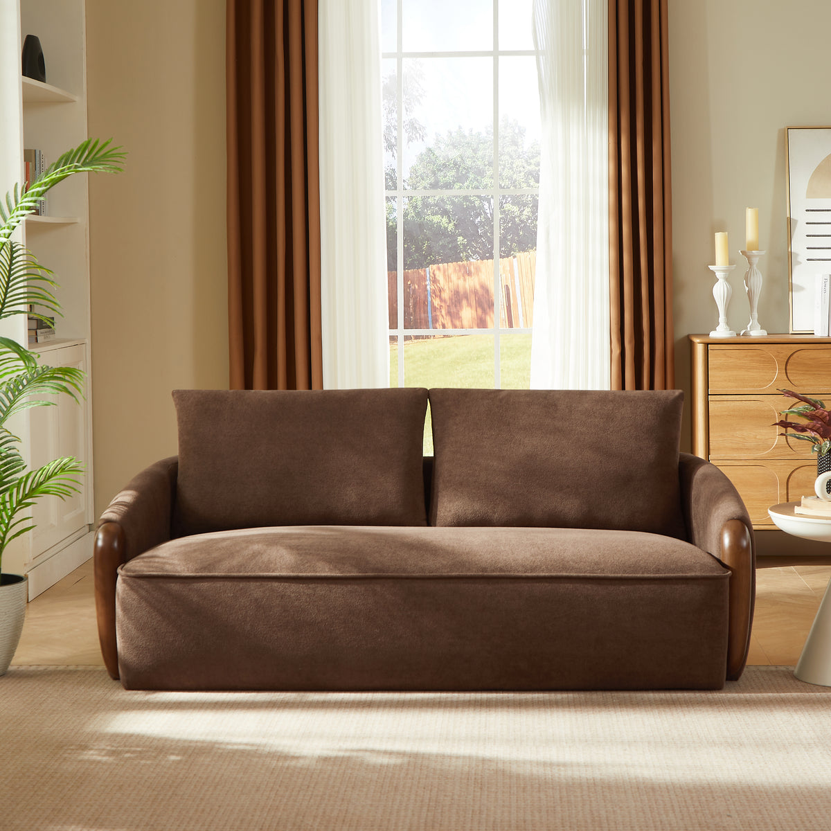 75 in. Curved Velvet Upholstered Sofa