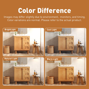 Bathroom Vanity With Sink, 3 Drawers, Soft Close Door - Natural Wood