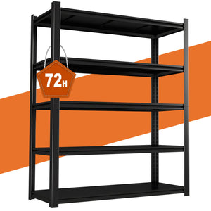 Shelves With 5 Removable Dividers, Durable For Garage - Black