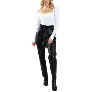 Women's Puff Sleeve Square Neck Bodysuit - White