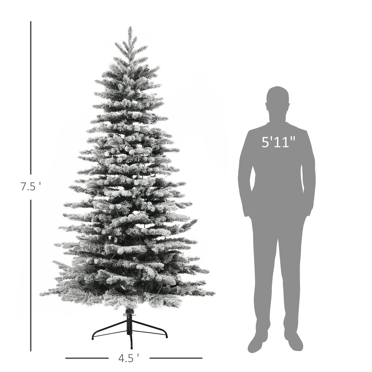 HOMCOM 7.5 ft Pre-Lit Mountain Pine Artificial Christmas Tree
