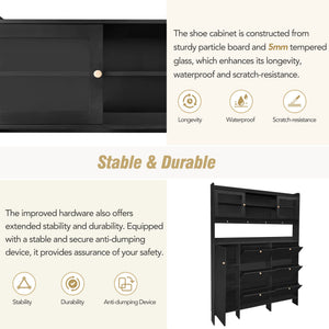 On Trend Multifunctional Tipping Bucket Shoe Cabinet With Storage Shelf & 6 Flip Drawers